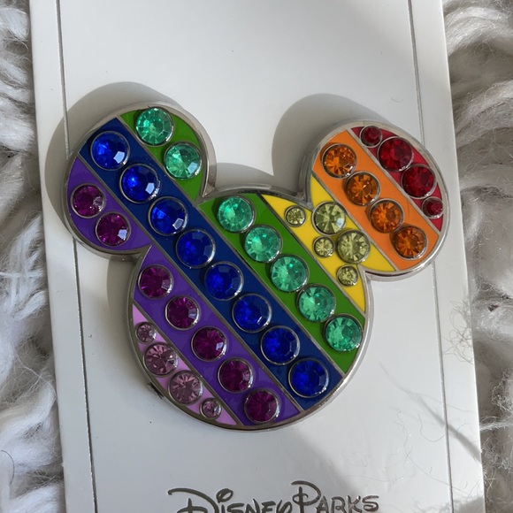 Disney Jewelry - Disney Rainbow Crystal Mickey Mouse pin NWT